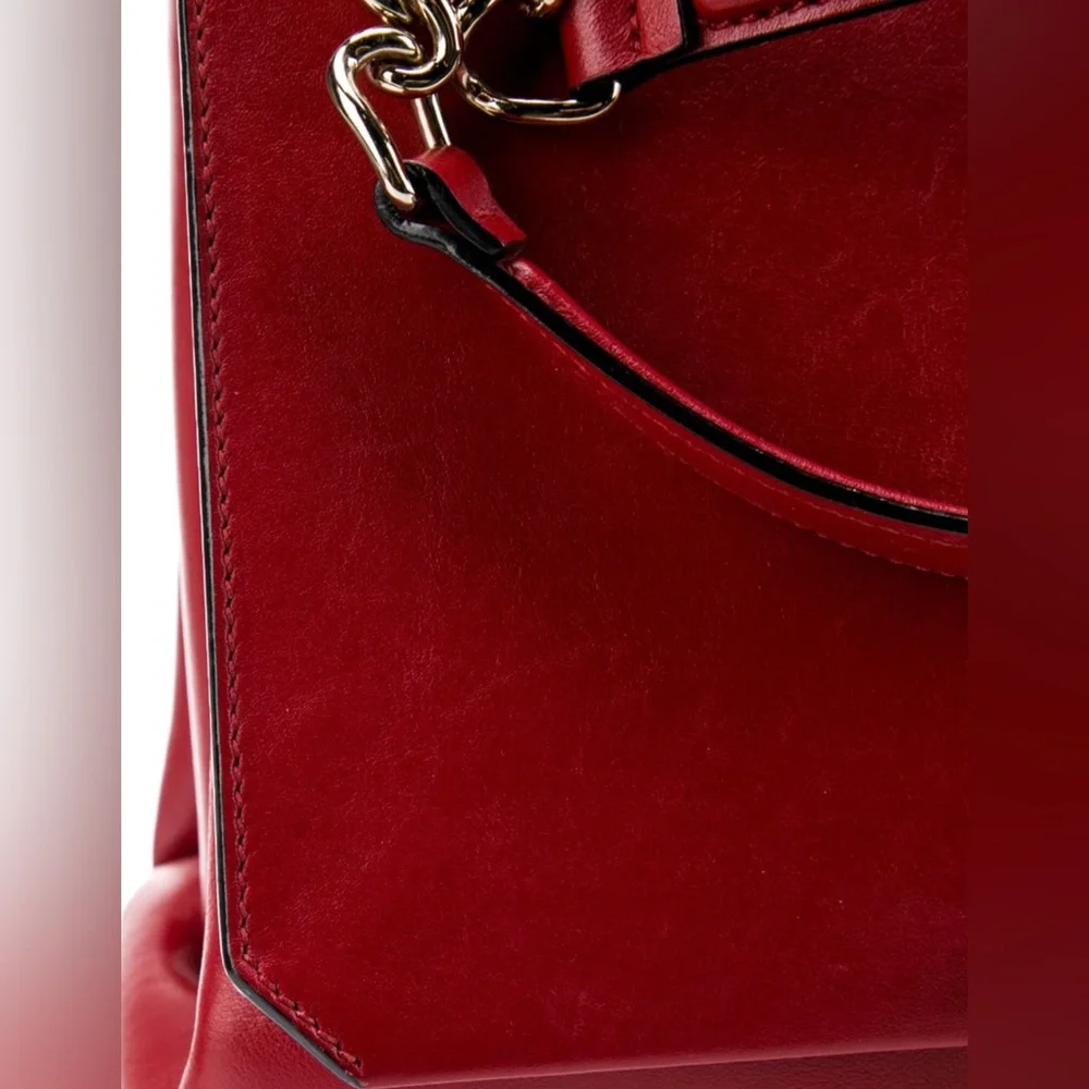 Very rare Miu Miu $2500 Authentic Red Leather Chain Handle Shoulder Bag.